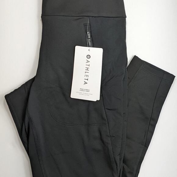 Athleta XS black Peak Hybrid Fleece Tight leggings pants cold weather warm cozy - Picture 8 of 8